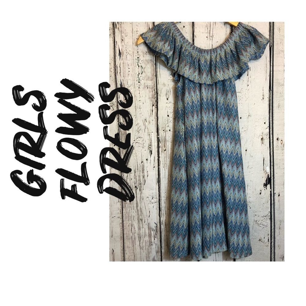 Off shoulder cover up dress ruffle top blue geometric dress knitted school